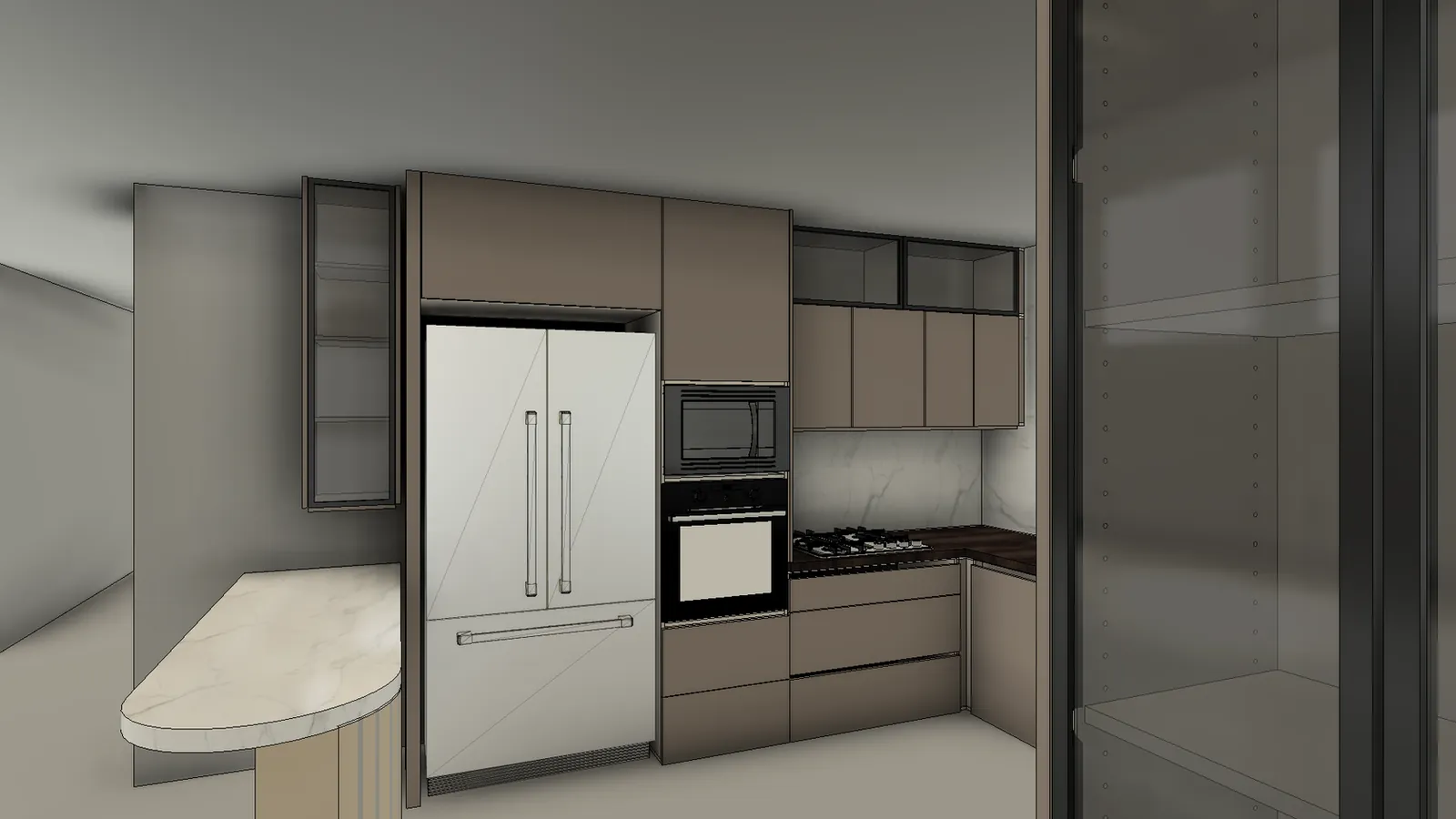 Kitchen view 2: the frame Kerf Photo Shoot saved from the Fusion model