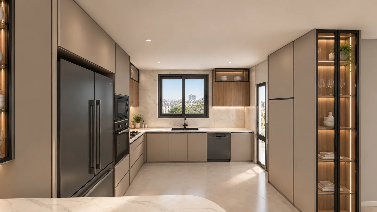 Kitchen view 5: the same frame rendered by an AI image tool with one reference photo