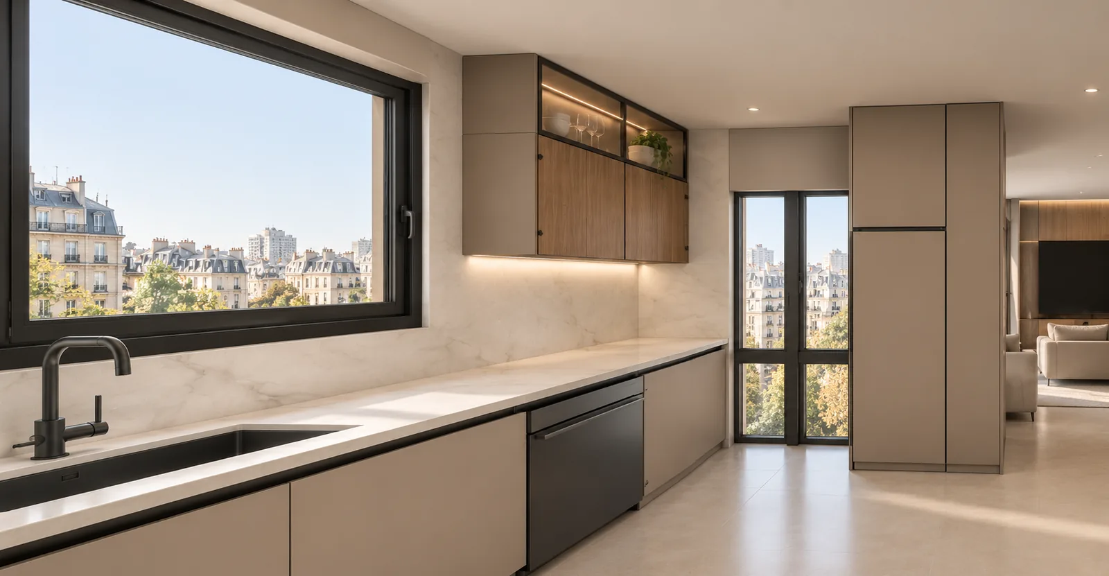 Kitchen view 6: the same frame rendered by an AI image tool with one reference photo